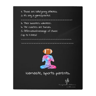 Namaste, Sports Parents Neon Red and Blue Football Metal Print