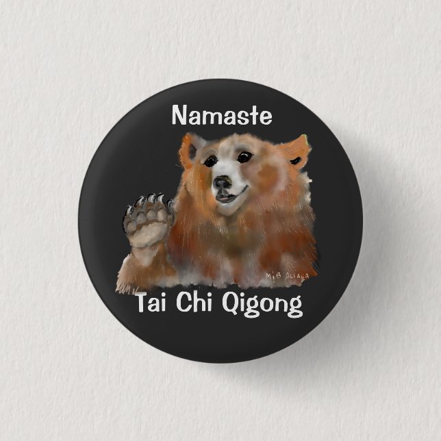 Namaste Tai Chi Qigong Bear Button (Front)