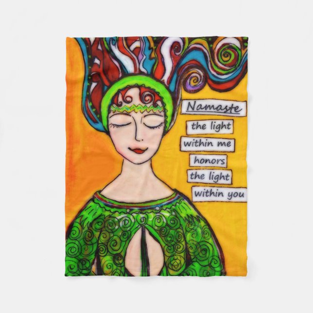 Namaste' the light within me honors the light fleece blanket (Front)