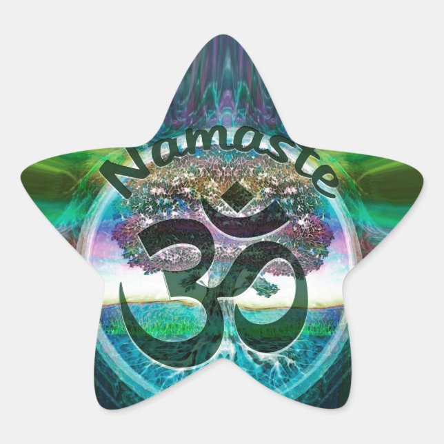 Namaste Tree of Life Star Sticker (Front)