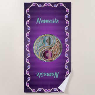 Namaste Ultra Violet Purple Jewel-Toned Yin & Yang Beach Towel
