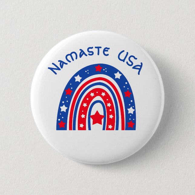 Namaste USA Patriotic Rainbow  Button (Front)