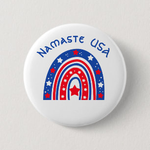 Namaste USA Patriotic Rainbow  Button