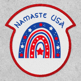 Namaste USA Patriotic Rainbow Iron On Patch