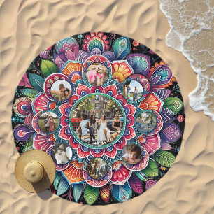 Namaste Vibes Personalized Photo Mandala Beach Towel