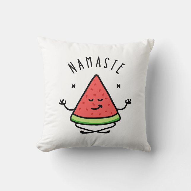 Namaste Watermelon Yoga Throw Pillow (Front)