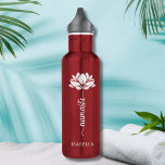 Namaste Whit Lotus Flower Modern Personalized Name Stainless Steel Water Bottle<br><div class="desc">Namaste White Lotus Flower Modern Personalized Name Sports Fitness Yoga Stainless Steel Water Bottle features a white lotus flower with the text "namaste" in modern hand lettered calligraphy script and personalized with your name. Perfect gift for friends and family for birthday, Christmas, Mother's Day, best friends, yoga lovers, fitness and...</div>