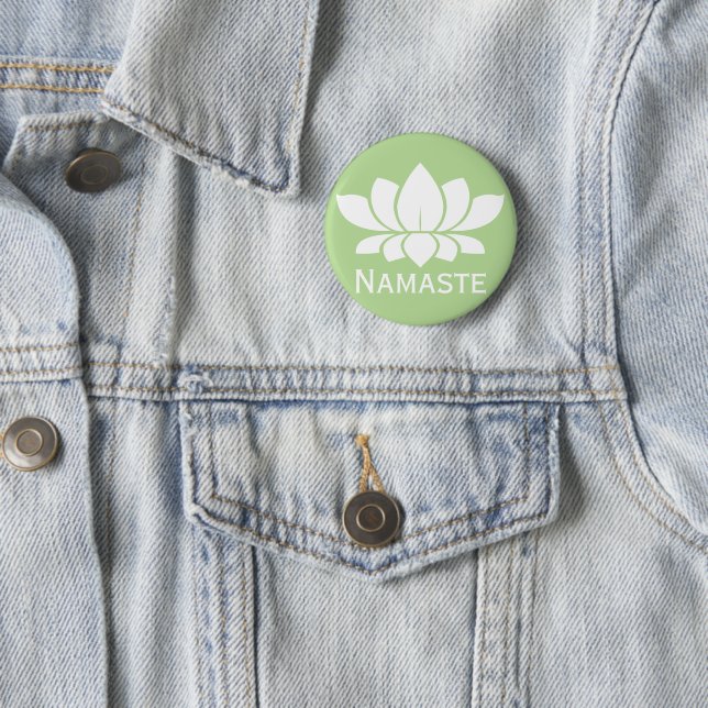 Namaste White Lotus Yoga Button (In Situ)
