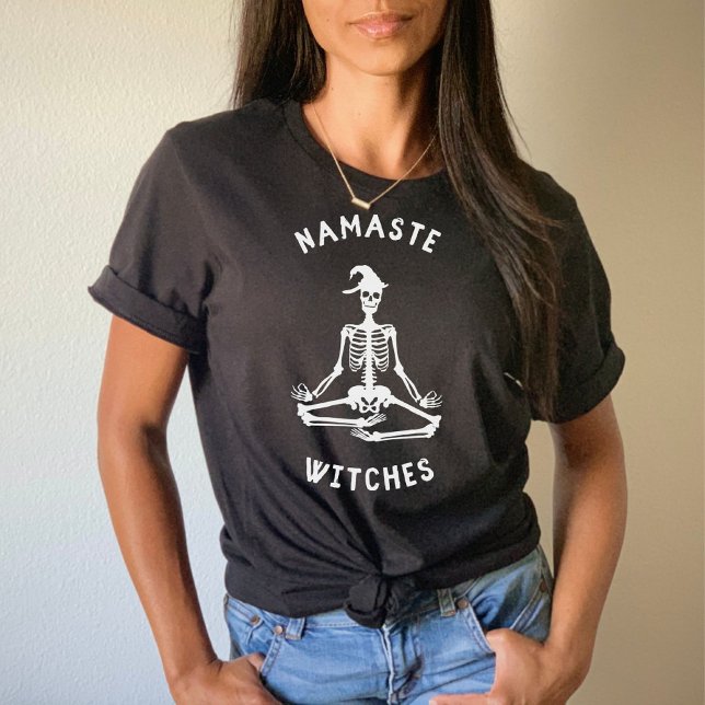 Namaste Witches Funny Halloween Design T-Shirt (Creator Uploaded)