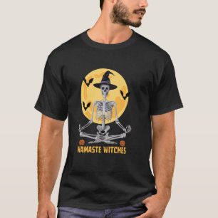 Namaste Witches Halloween Yoga Pose Skeleton Medit T-Shirt