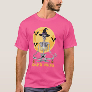 Namaste Witches Halloween Yoga Pose Skeleton Medit T-Shirt