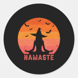 Namaste Witches Halloween Yoga Witch Classic Round Sticker