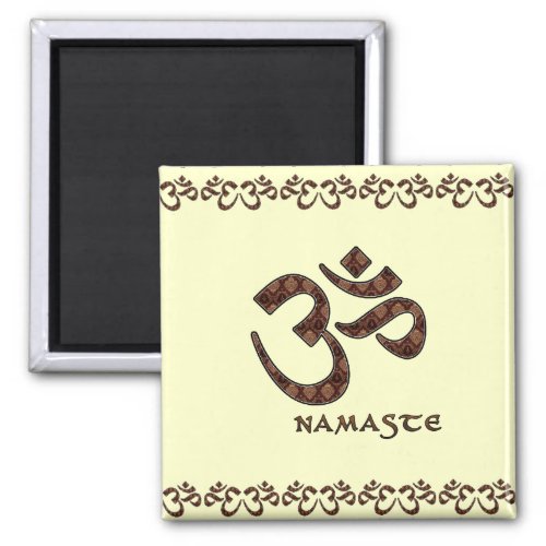 Namaste with Om Symbol Brown and Cream Magnet