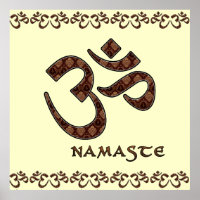 Namaste with Om Symbol Brown and Cream Poster