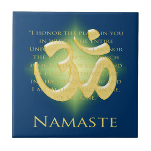 Namaste with Om symbol Ceramic Tile