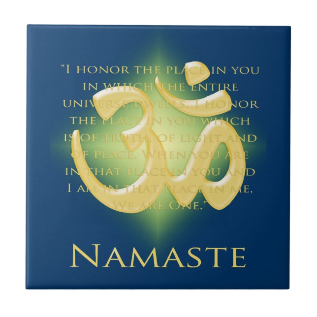 Namaste with Om symbol Ceramic Tile (Front)