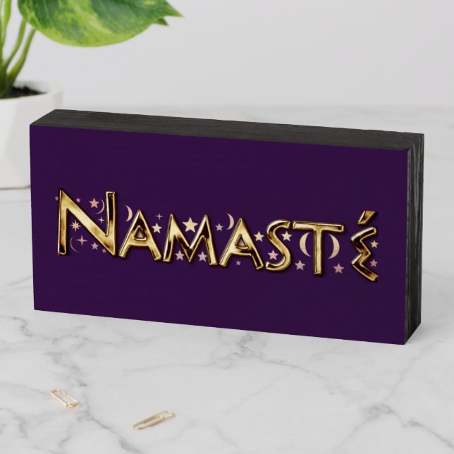 Namasté Wooden Box Sign (In Situ Horizontal)
