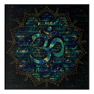 Namaste Word Art in Lotus with OM symbol