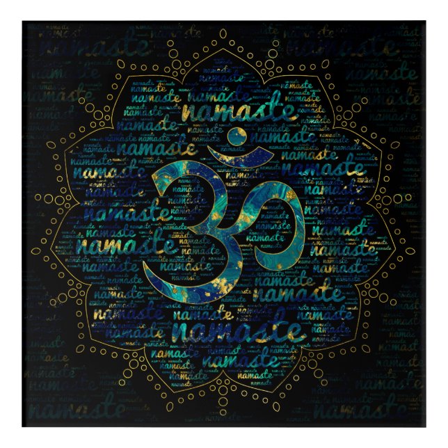 Namaste Word Art in Lotus with OM symbol (Front)