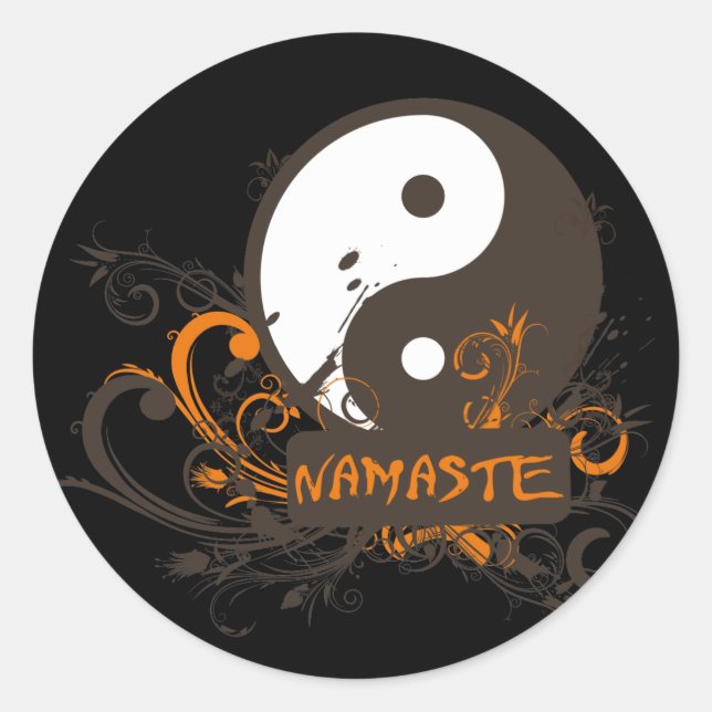 Namaste Yin Yang Classic Round Sticker (Front)