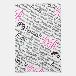 Namaste Yoga Asanas Positions Names in Sanskrit Kitchen Towel