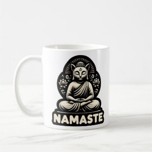 Namaste Yoga cat in a Buddha pose Tri-Blend Shirt Coffee Mug