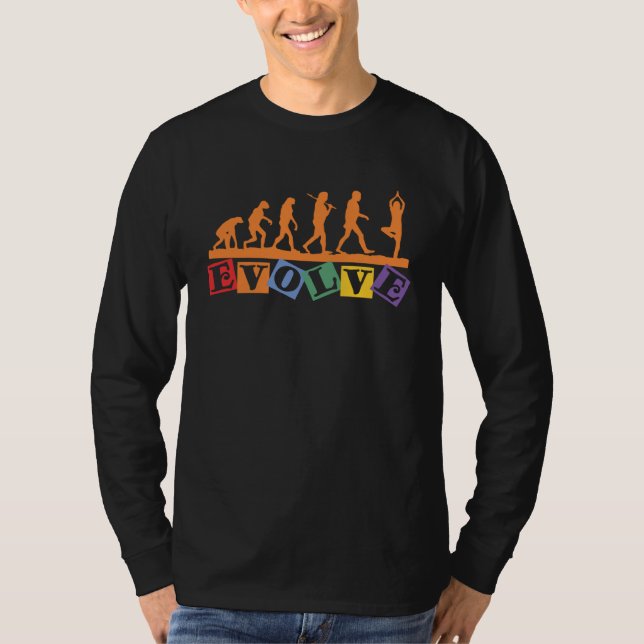 Namaste Yoga Evolution Meditation   Retro Yoga T-Shirt (Front)