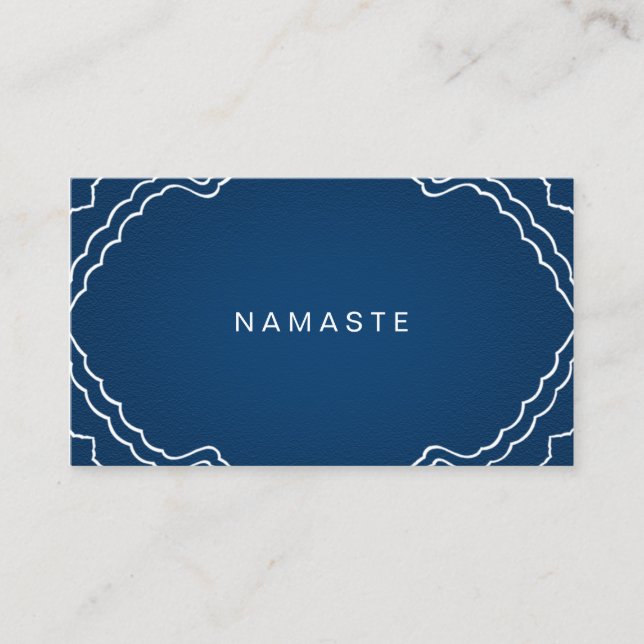 Namaste Yoga Instructor Navy Blue Simple Business Card (Front)
