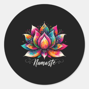 Namaste Yoga Lotus Flower Meditaton Zen Bohemian Classic Round Sticker