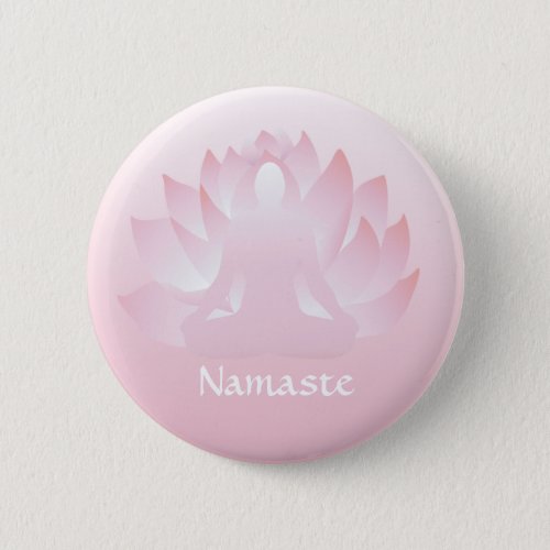 Namaste Yoga Lotus Pose Flower Pink Button