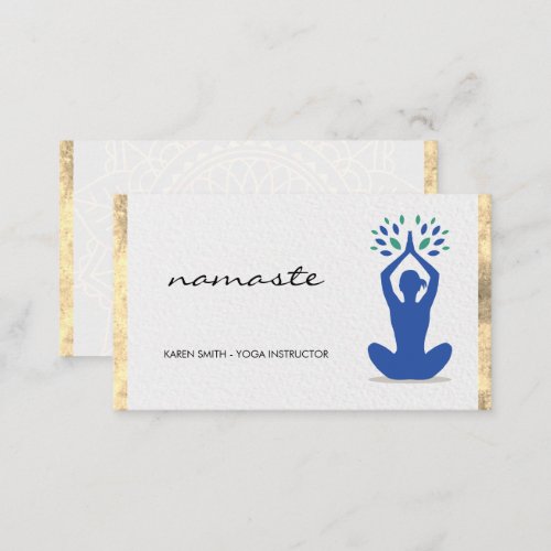 Namaste Yoga Lotus Position Gold Foil Business Card