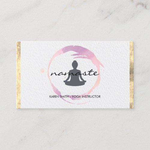 Namaste Yoga Lotus Position Gold Trim Grunge Business Card