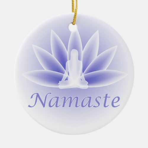 Namaste Yoga Lotus Woman Flower Blue Ornament