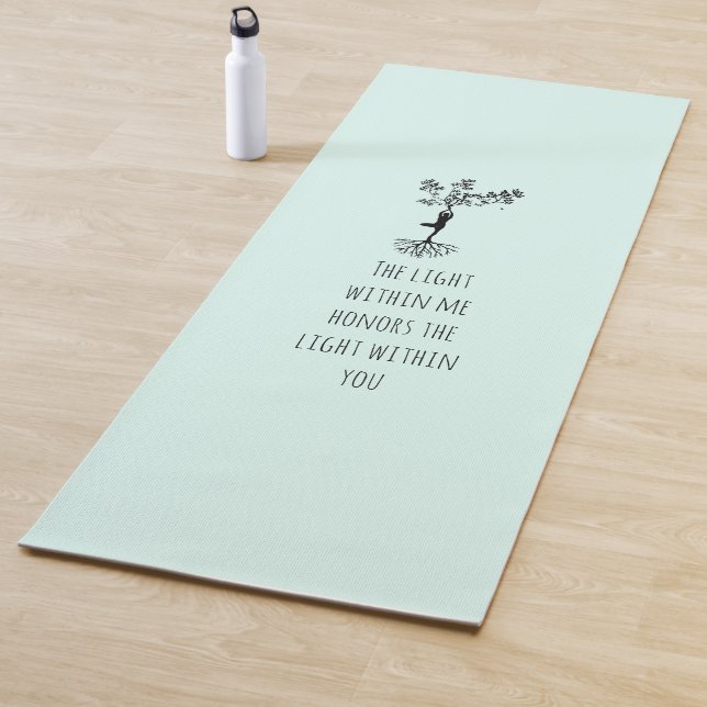 Namaste Yoga Mat Mint Lemon Yellow Quote Slogan (In Situ)