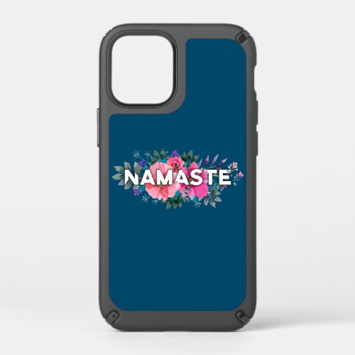 Namaste yoga meditation floral turquoise backgroun speck iPhone 12 mini case
