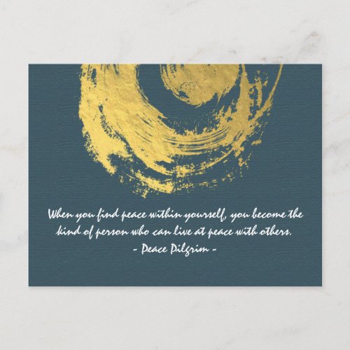 Namaste Yoga Meditation Quotes Blue Gold ZEN Sign Postcard