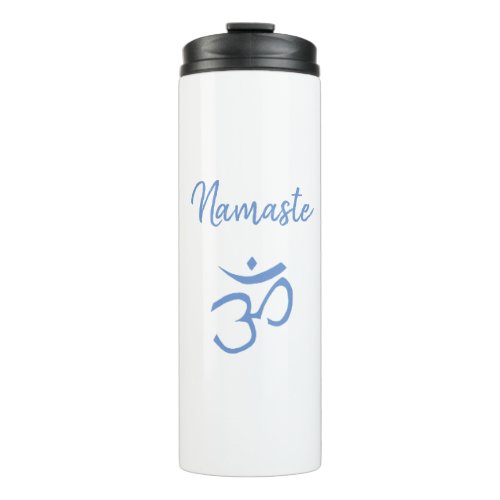 Namaste Yoga Om Symbol Blue Typography Thermal Tumbler