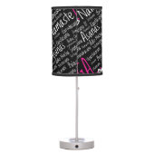 Namaste Yoga Pink Black Asanas Positions Table Lamp (Back)