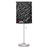 Namaste Yoga Pink Black Asanas Positions Table Lamp (Left)
