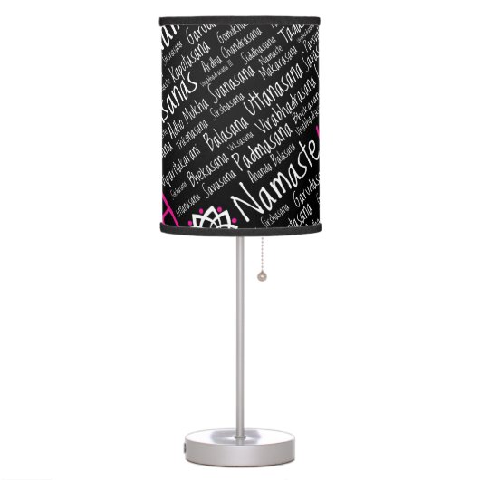 Namaste Yoga Pink Black Asanas Positions Table Lamp (Left)