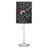 Namaste Yoga Pink Black Asanas Positions Table Lamp (Right)