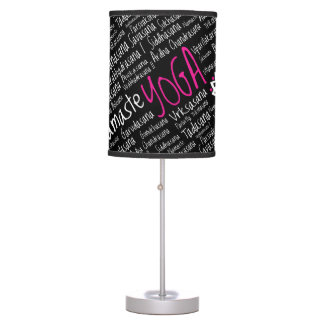 Namaste Yoga Pink Black Asanas Positions Table Lamp