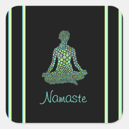 Namaste Yoga Pose Serene Personalized Square Sticker