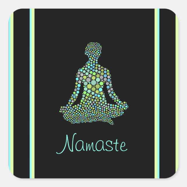 Namaste Yoga Pose Serene Personalized Square Sticker (Front)