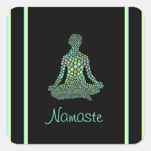 Namaste Yoga Pose Serene Personalized Square Sticker