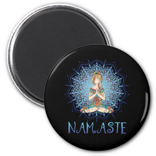Namaste Yoga Pose with Chakra for Yoga Lover min Magnet