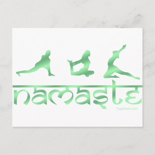 Namaste yoga poses green postcard