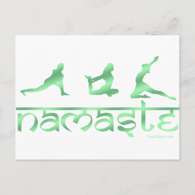 Namaste yoga poses green postcard (Front)