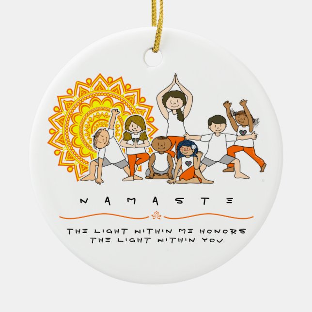 Namaste Yoga Poses Teacher with Students Ornament (Front)