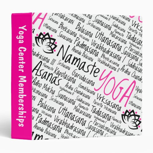 Namaste Yoga Positions Asana Poses Sanskrit Names 3 Ring Binder